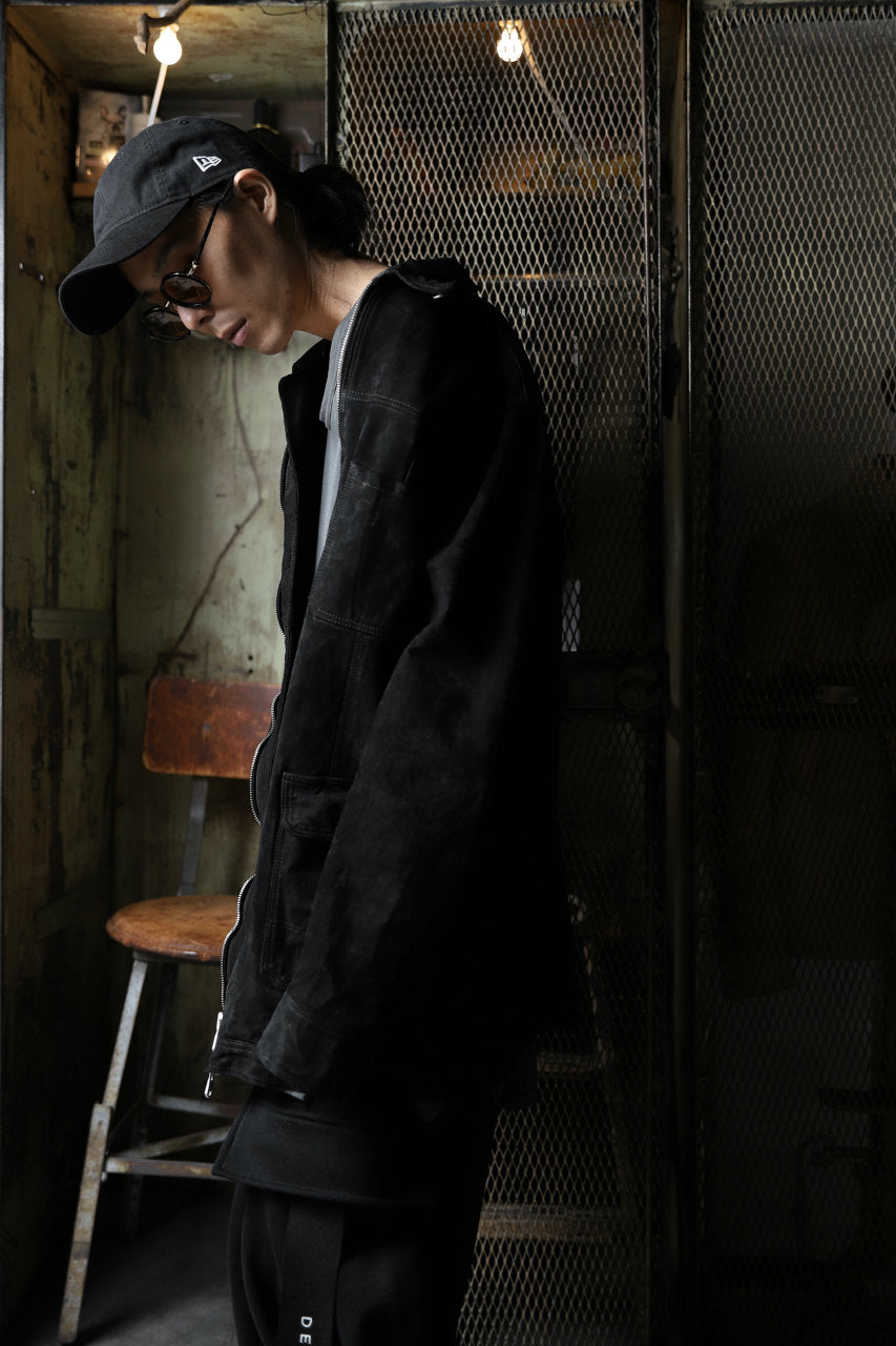 Load image into Gallery viewer, ISAMU KATAYAMA BACKLASH SUEDE COVER ALL BLOUSON / JAPAN CALF (WHITE TANNED / BLACK)