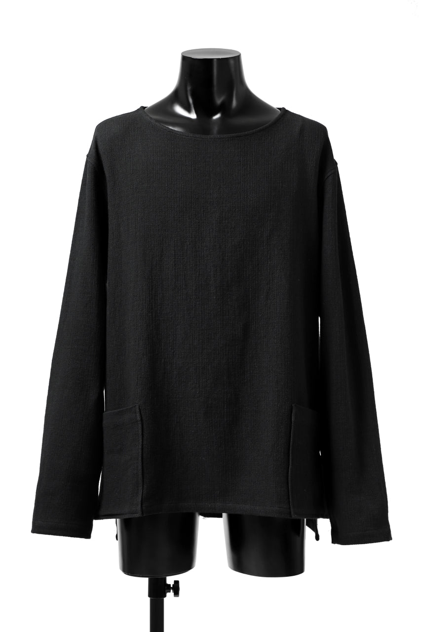 Load image into Gallery viewer, ISAMU KATAYAMA BACKLASH LONG SLEEVE PULLOVER SHIRT / DOBBY LINEN-COTTON (BLACK)