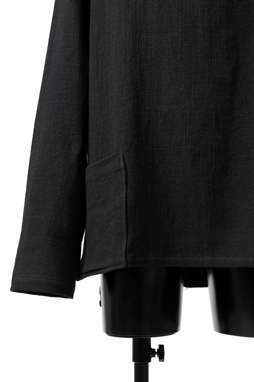 Load image into Gallery viewer, ISAMU KATAYAMA BACKLASH LONG SLEEVE PULLOVER SHIRT / DOBBY LINEN-COTTON (BLACK)