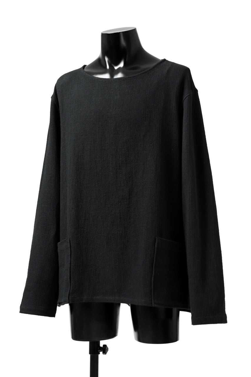 Load image into Gallery viewer, ISAMU KATAYAMA BACKLASH LONG SLEEVE PULLOVER SHIRT / DOBBY LINEN-COTTON (BLACK)