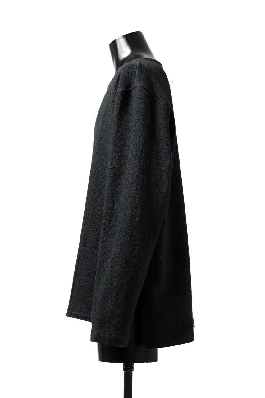 Load image into Gallery viewer, ISAMU KATAYAMA BACKLASH LONG SLEEVE PULLOVER SHIRT / DOBBY LINEN-COTTON (BLACK)