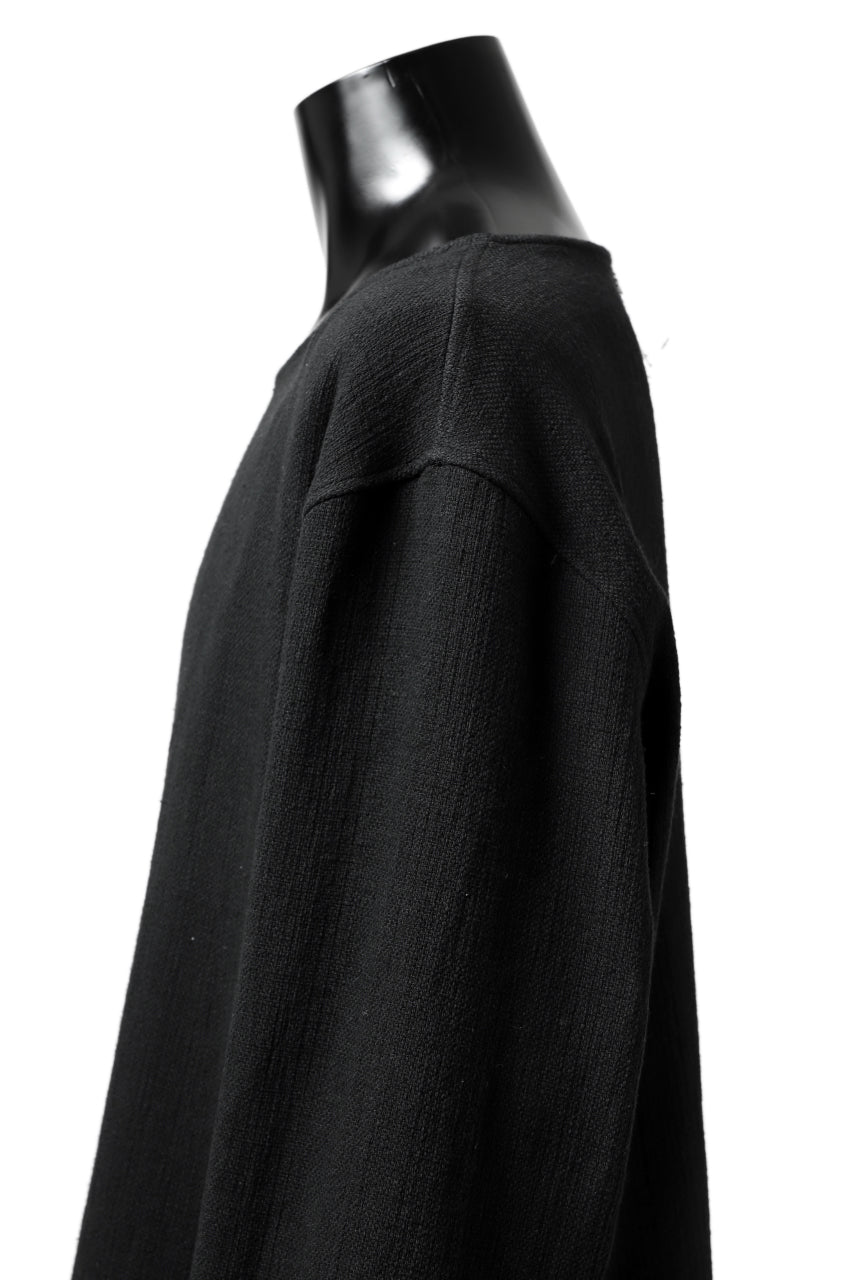 Load image into Gallery viewer, ISAMU KATAYAMA BACKLASH LONG SLEEVE PULLOVER SHIRT / DOBBY LINEN-COTTON (BLACK)