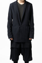 画像をギャラリービューアに読み込む, blackcrow 1B jacket silk wool cotton tweed with leather button (NAVY)