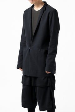 画像をギャラリービューアに読み込む, blackcrow 1B jacket silk wool cotton tweed with leather button (NAVY)