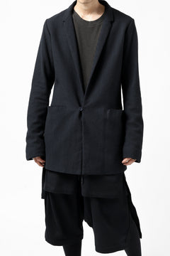 画像をギャラリービューアに読み込む, blackcrow 1B jacket silk wool cotton tweed with leather button (NAVY)