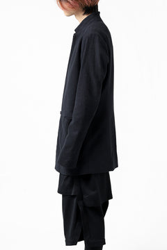 画像をギャラリービューアに読み込む, blackcrow 1B jacket silk wool cotton tweed with leather button (NAVY)