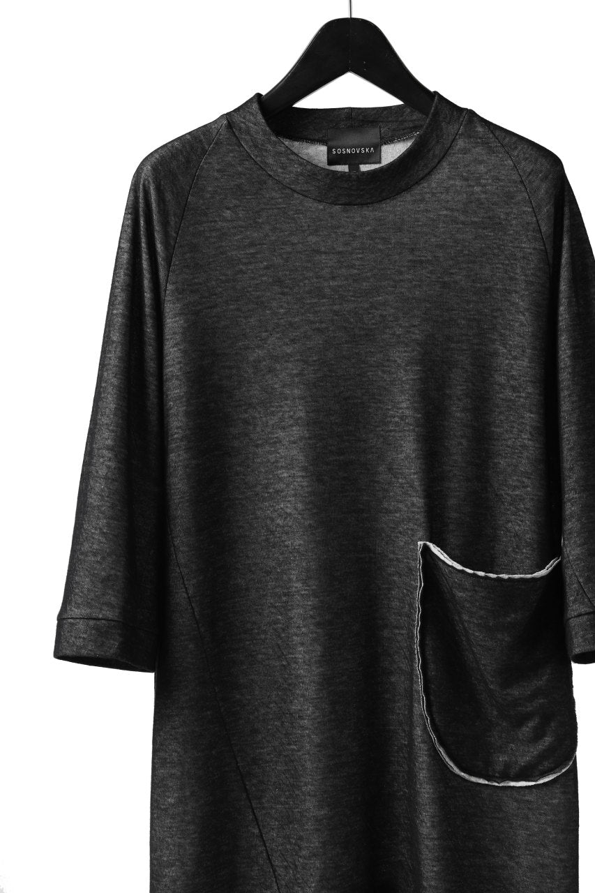 画像をギャラリービューアに読み込む, SOSNOVSKA exclusive DOUBLE JERSEY TOPS with PATCH DETAIL (BLACK x GREY)