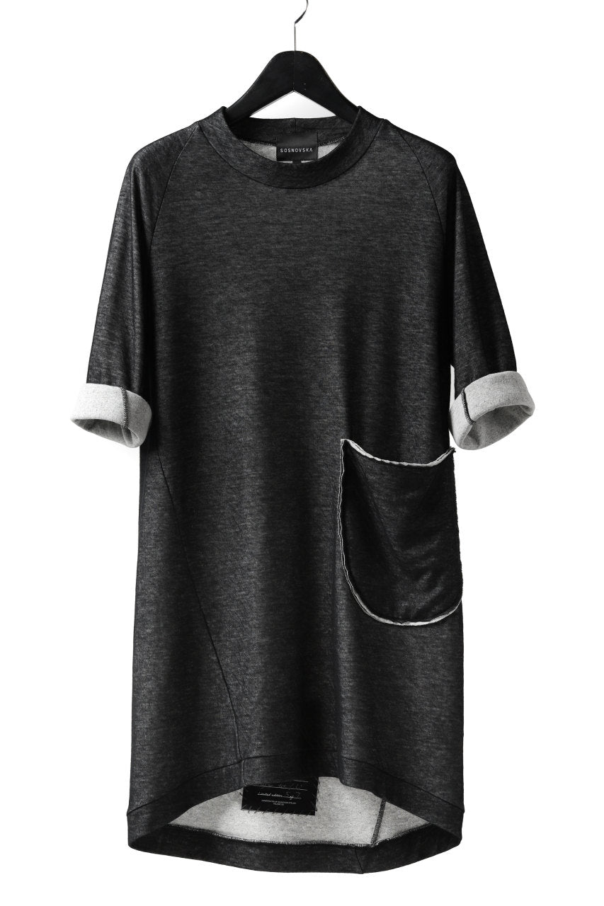 画像をギャラリービューアに読み込む, SOSNOVSKA exclusive DOUBLE JERSEY TOPS with PATCH DETAIL (BLACK x GREY)