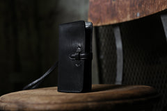 Load image into Gallery viewer, ISAMU KATAYAMA BACKLASH SMART PHONE CASE / PURSE LARGE / ITALY DOUBLE SHOULDER (BLACK)