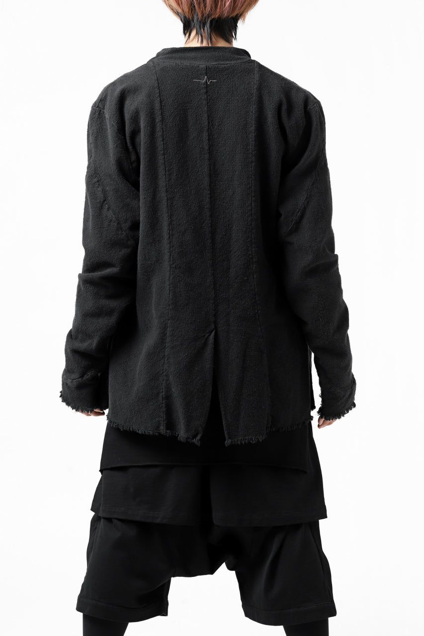 画像をギャラリービューアに読み込む, blackcrow 1B jacket silk wool cotton tweed with leather button (NAVY)