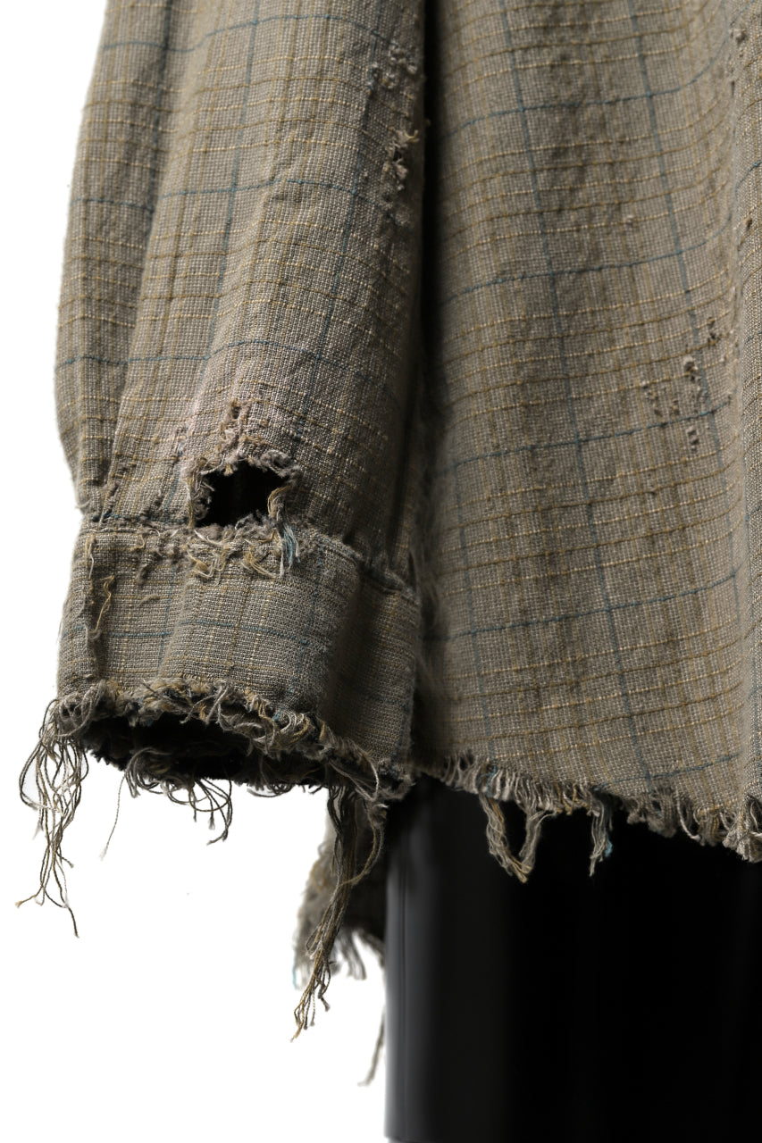 画像をギャラリービューアに読み込む, RESURRECTION HANDMADE vintage damage plaid shirt (KHAKI BEIGE)