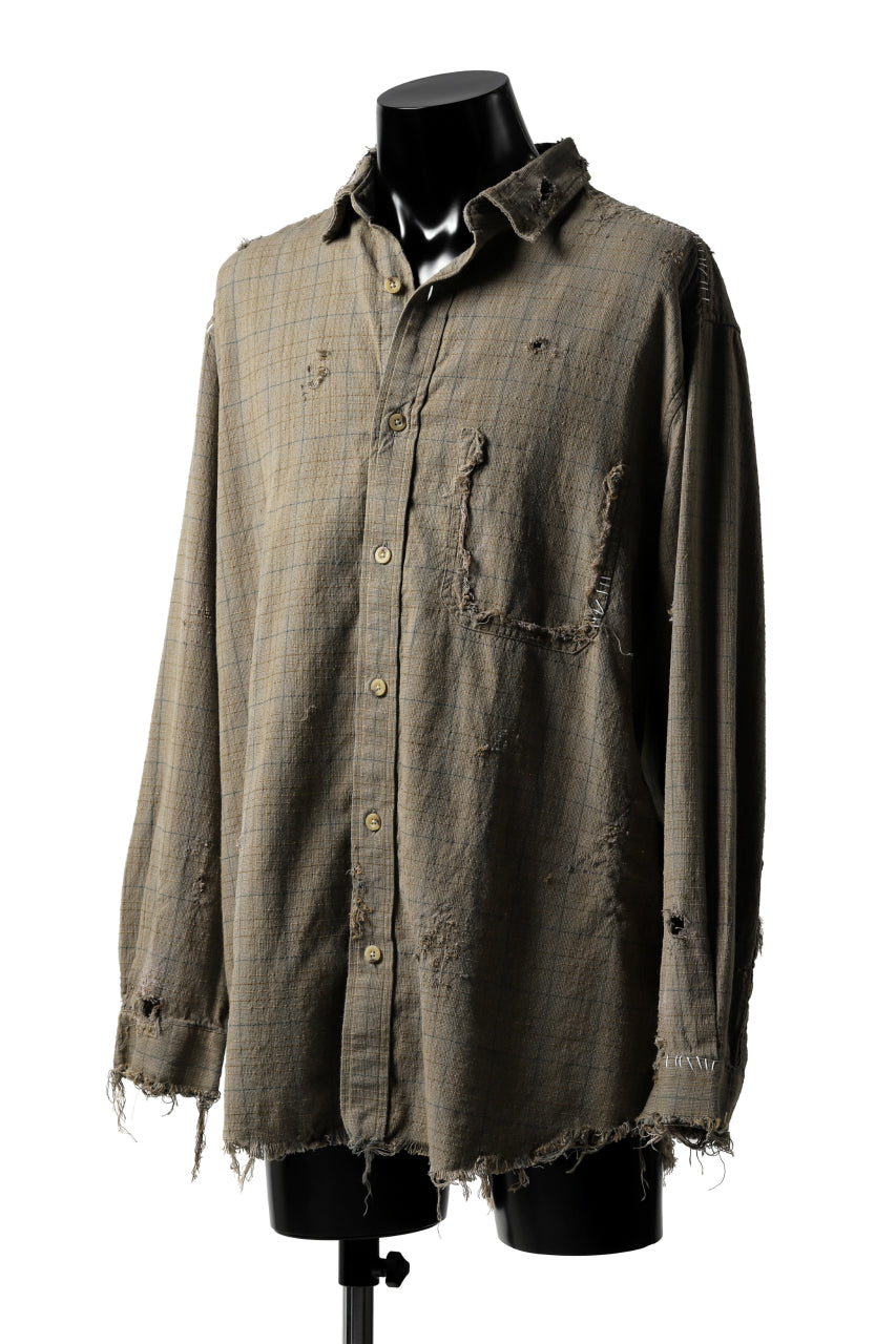画像をギャラリービューアに読み込む, RESURRECTION HANDMADE vintage damage plaid shirt (KHAKI BEIGE)