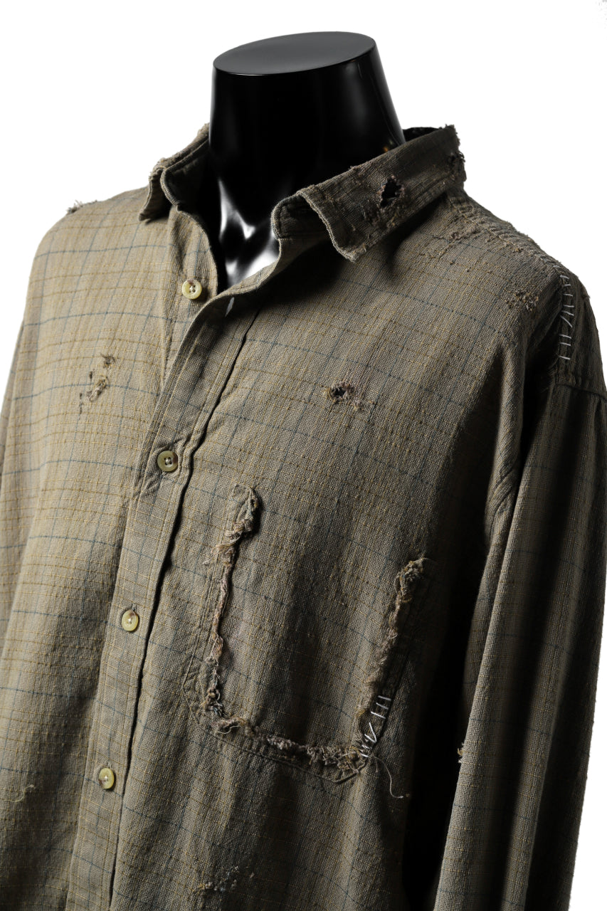 画像をギャラリービューアに読み込む, RESURRECTION HANDMADE vintage damage plaid shirt (KHAKI BEIGE)