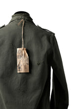 画像をギャラリービューアに読み込む, RESURRECTION HANDMADE vintage damage military herringbone shirt (KHAKI GREEN)