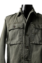 画像をギャラリービューアに読み込む, RESURRECTION HANDMADE vintage damage military herringbone shirt (KHAKI GREEN)