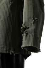 画像をギャラリービューアに読み込む, RESURRECTION HANDMADE vintage damage military herringbone shirt (KHAKI GREEN)