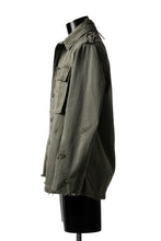 画像をギャラリービューアに読み込む, RESURRECTION HANDMADE vintage damage military herringbone shirt (KHAKI GREEN)