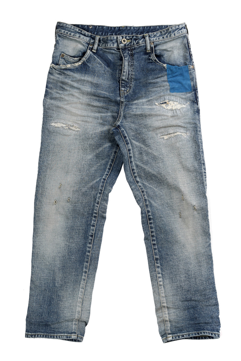 Backlash デニム　ストレートでニム　濃紺Lサイズ ISAMU KATAYAMA BACKLASH TAPERED STRAIGHT PANTS / STRETCH DENIM