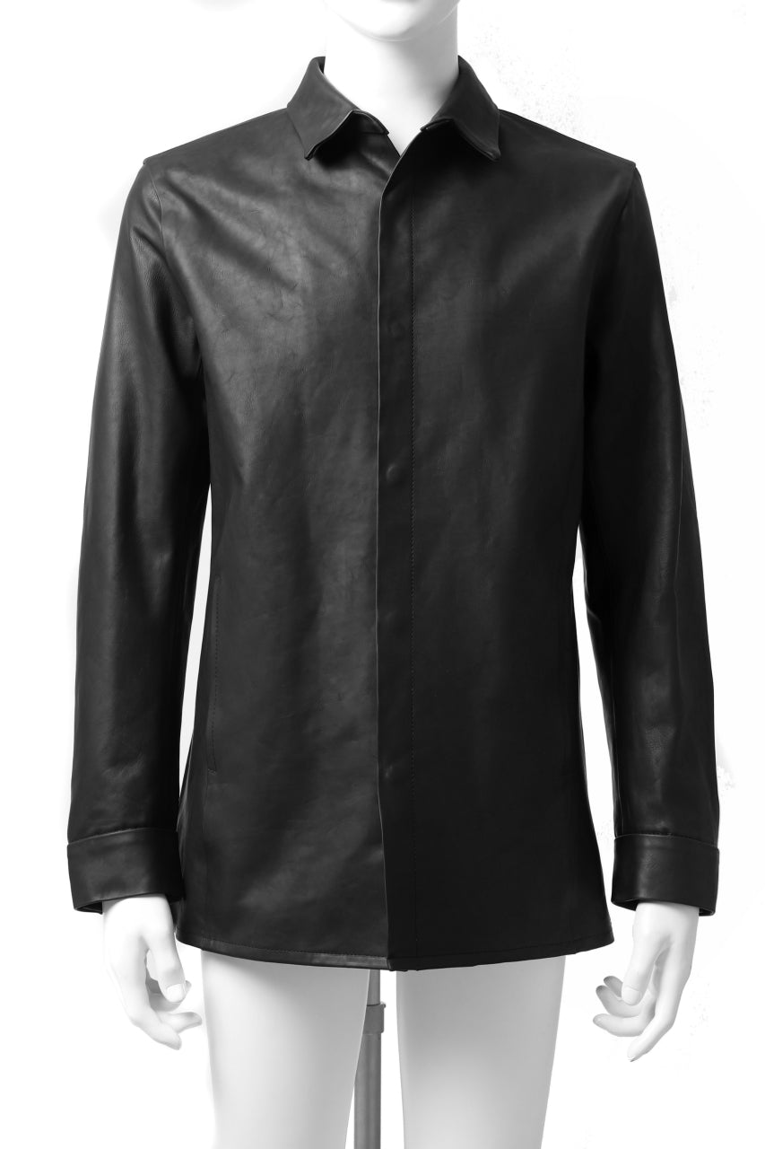 Load image into Gallery viewer, ISAMU KATAYAMA BACKLASH xx GUIDI COMMA 8 LEATHER SHIRT / CALF "Vitello Fiore Volonato" (BLACK) ※