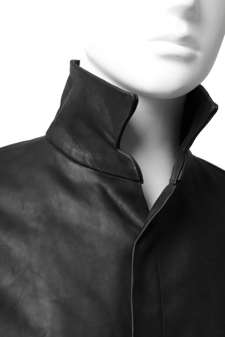 Load image into Gallery viewer, ISAMU KATAYAMA BACKLASH xx GUIDI COMMA 8 LEATHER SHIRT / CALF "Vitello Fiore Volonato" (BLACK) ※