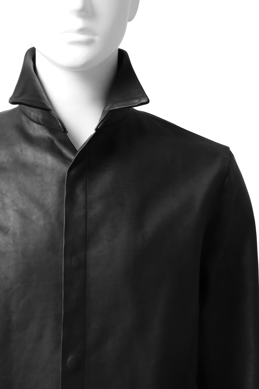 Load image into Gallery viewer, ISAMU KATAYAMA BACKLASH xx GUIDI COMMA 8 LEATHER SHIRT / CALF "Vitello Fiore Volonato" (BLACK) ※