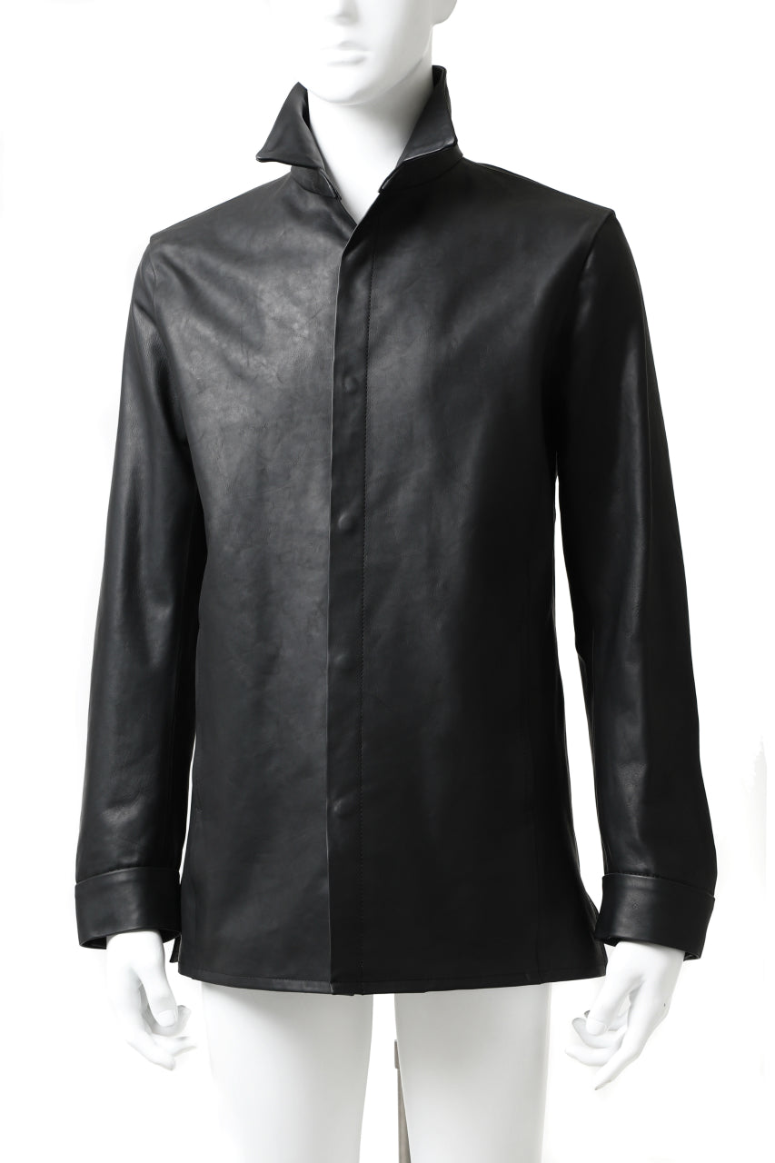 Load image into Gallery viewer, ISAMU KATAYAMA BACKLASH xx GUIDI COMMA 8 LEATHER SHIRT / CALF "Vitello Fiore Volonato" (BLACK) ※