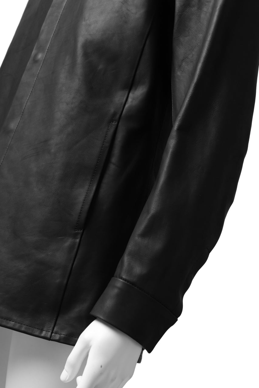 Load image into Gallery viewer, ISAMU KATAYAMA BACKLASH xx GUIDI COMMA 8 LEATHER SHIRT / CALF "Vitello Fiore Volonato" (BLACK) ※
