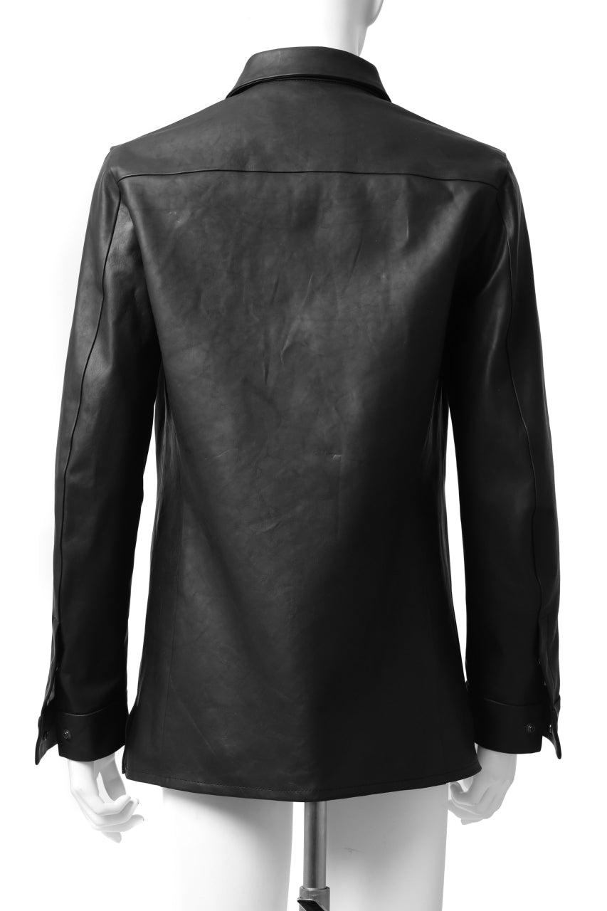 Load image into Gallery viewer, ISAMU KATAYAMA BACKLASH xx GUIDI COMMA 8 LEATHER SHIRT / CALF "Vitello Fiore Volonato" (BLACK) ※