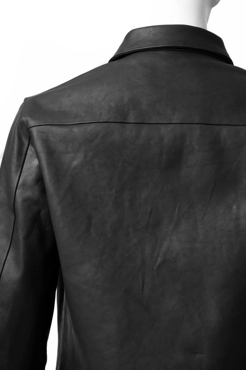 Load image into Gallery viewer, ISAMU KATAYAMA BACKLASH xx GUIDI COMMA 8 LEATHER SHIRT / CALF "Vitello Fiore Volonato" (BLACK) ※