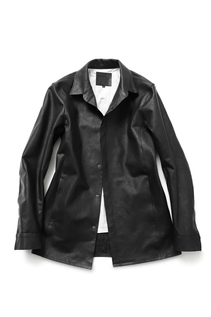 Load image into Gallery viewer, ISAMU KATAYAMA BACKLASH xx GUIDI COMMA 8 LEATHER SHIRT / CALF "Vitello Fiore Volonato" (BLACK) ※