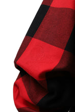 Load image into Gallery viewer, mastermind JAPAN COMBI PULLOVER TOPS / CHECK SHIRT SLEEVE (BLACK x RED)