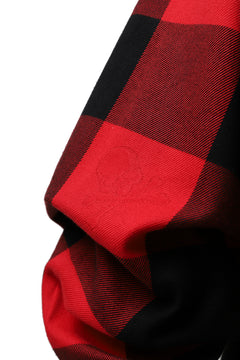 Load image into Gallery viewer, mastermind JAPAN COMBI PULLOVER TOPS / CHECK SHIRT SLEEVE (BLACK x RED)