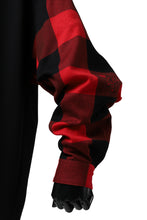 Load image into Gallery viewer, mastermind JAPAN COMBI PULLOVER TOPS / CHECK SHIRT SLEEVE (BLACK x RED)