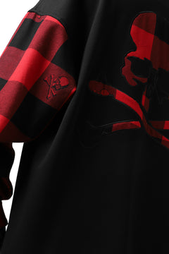 Load image into Gallery viewer, mastermind JAPAN COMBI PULLOVER TOPS / CHECK SHIRT SLEEVE (BLACK x RED)