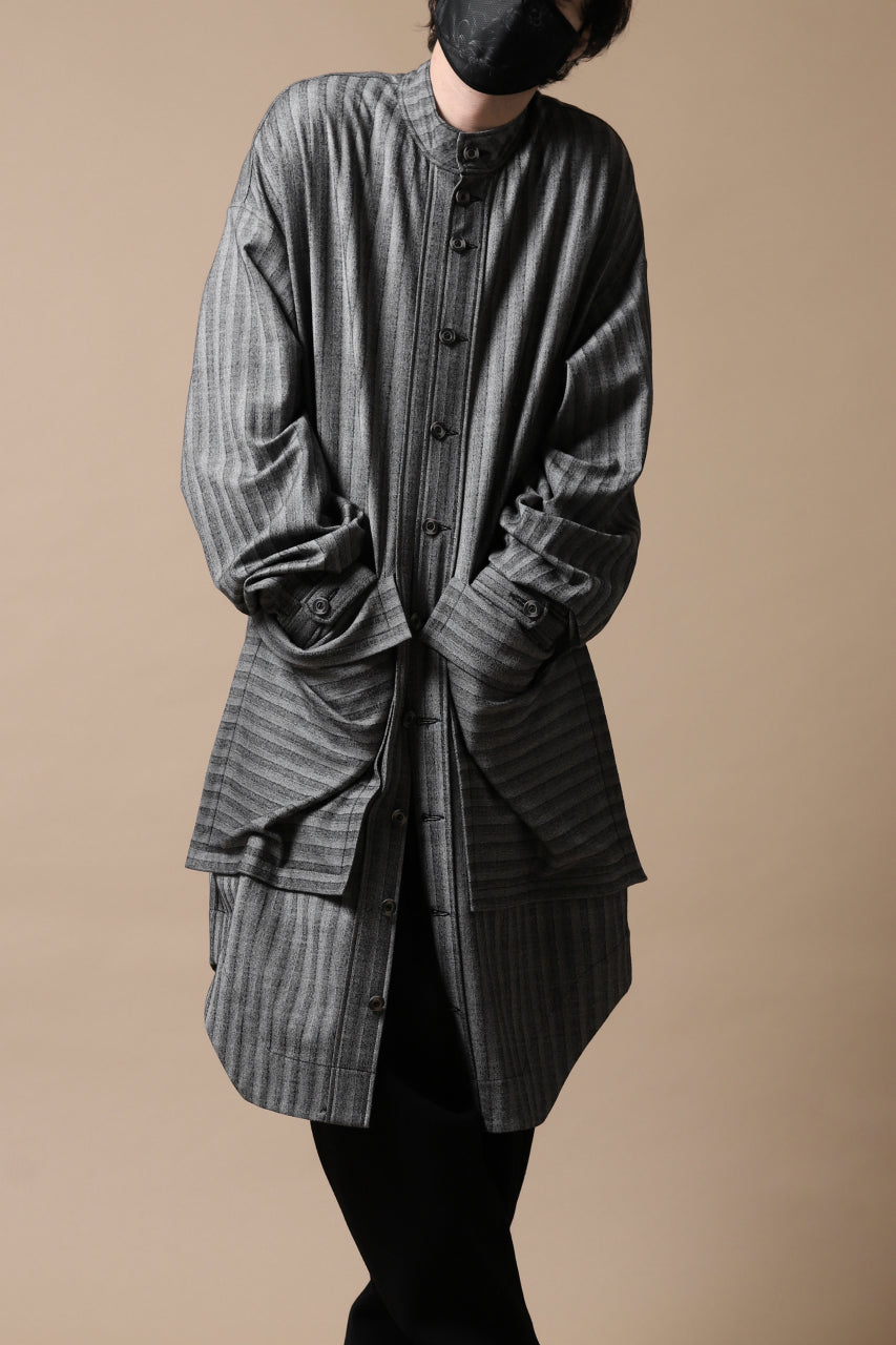 画像をギャラリービューアに読み込む, SOSNOVSKA exclusive FLYING DOWN SHIRT COAT (GREY STRIPE)