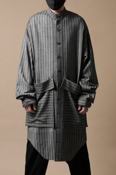 画像をギャラリービューアに読み込む, SOSNOVSKA exclusive FLYING DOWN SHIRT COAT (GREY STRIPE)