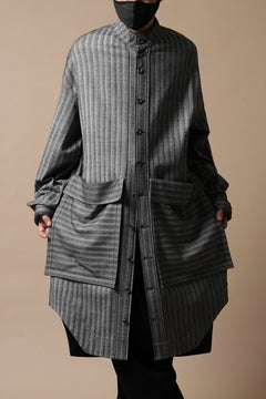 画像をギャラリービューアに読み込む, SOSNOVSKA exclusive FLYING DOWN SHIRT COAT (GREY STRIPE)