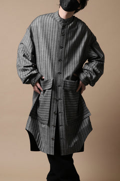 画像をギャラリービューアに読み込む, SOSNOVSKA exclusive FLYING DOWN SHIRT COAT (GREY STRIPE)