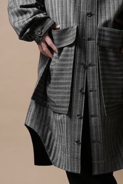 画像をギャラリービューアに読み込む, SOSNOVSKA exclusive FLYING DOWN SHIRT COAT (GREY STRIPE)