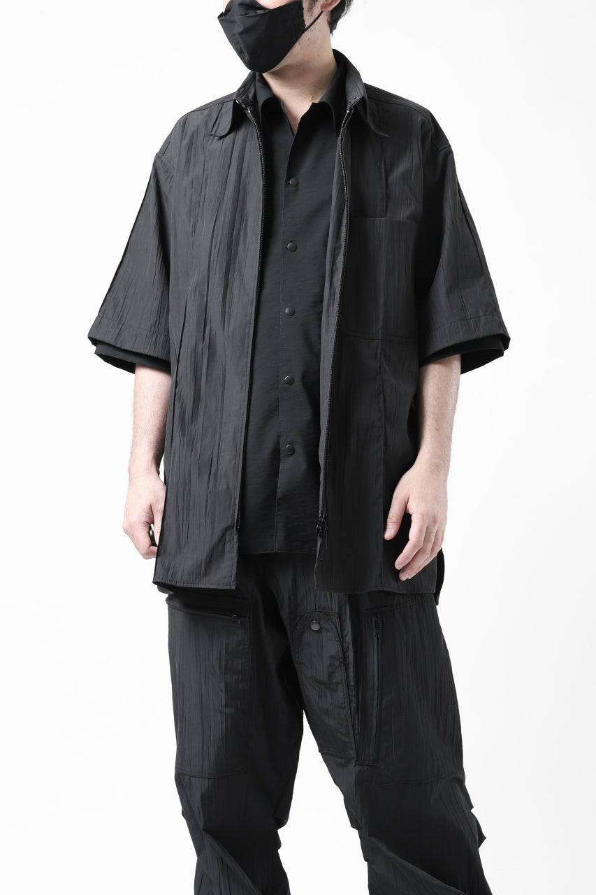 画像をギャラリービューアに読み込む, Y's.... WRINKLE TEXTURE LAYERED H/S SHIRT (BLACK)