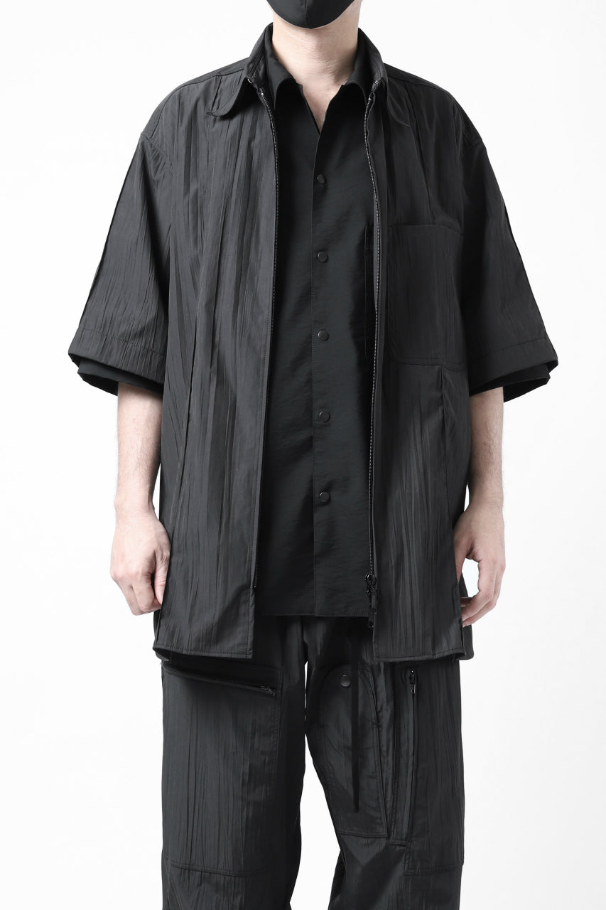 画像をギャラリービューアに読み込む, Y's.... WRINKLE TEXTURE LAYERED H/S SHIRT (BLACK)