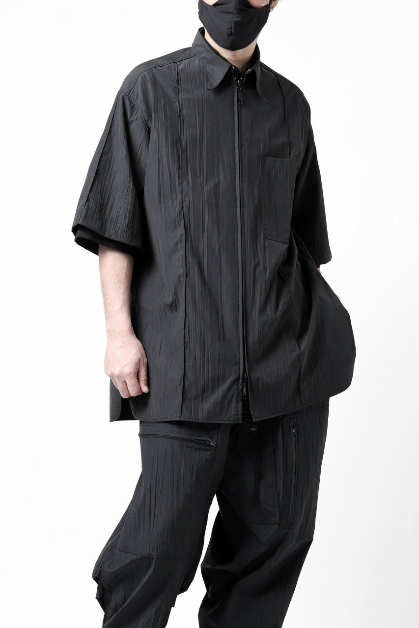 画像をギャラリービューアに読み込む, Y's.... WRINKLE TEXTURE LAYERED H/S SHIRT (BLACK)