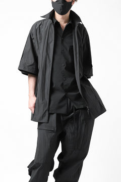 画像をギャラリービューアに読み込む, Y's.... WRINKLE TEXTURE LAYERED H/S SHIRT (BLACK)