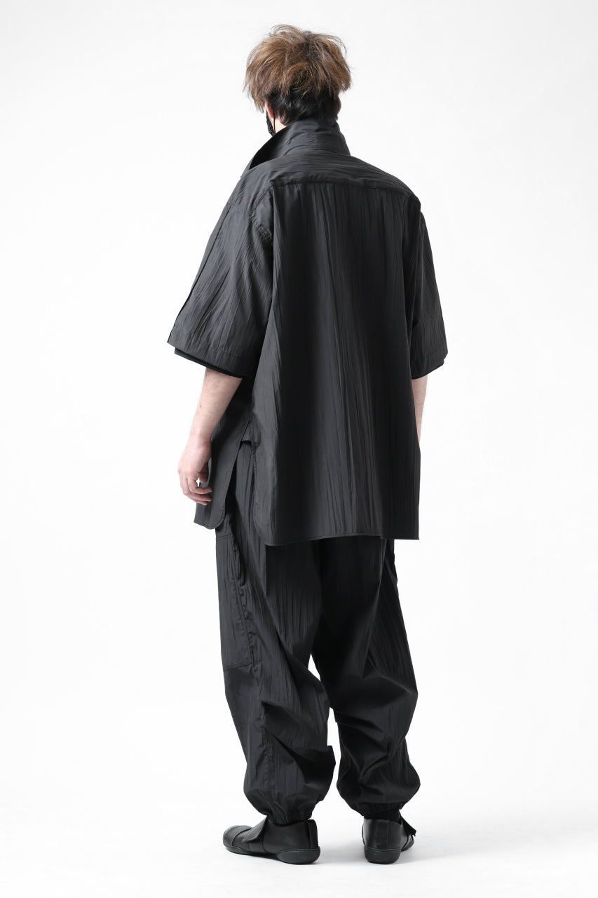 画像をギャラリービューアに読み込む, Y's.... WRINKLE TEXTURE LAYERED H/S SHIRT (BLACK)