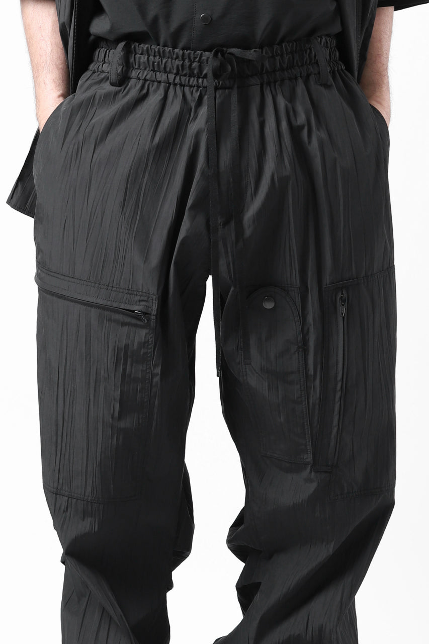 画像をギャラリービューアに読み込む, Y's.... WRINKLE TEXTURE TACTICAL PANTS (BLACK)