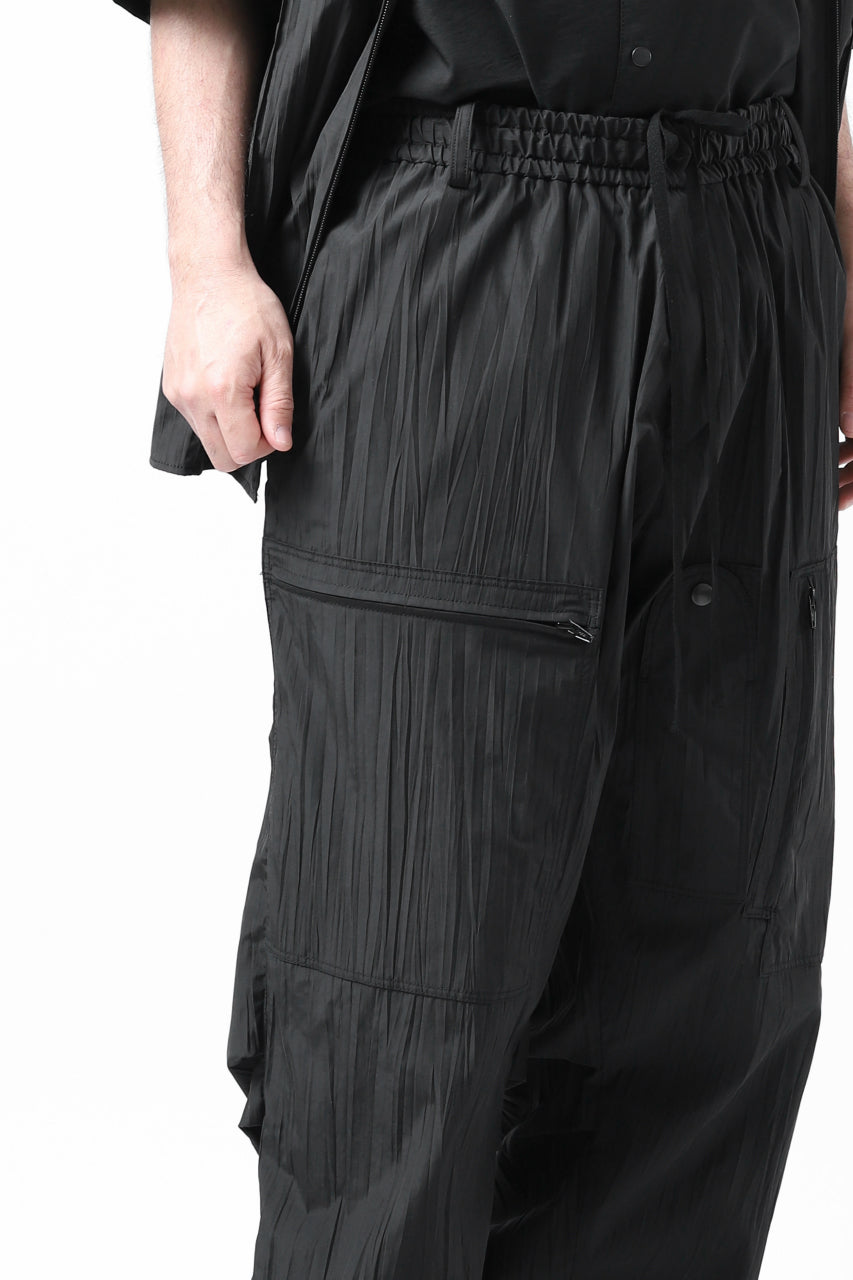 画像をギャラリービューアに読み込む, Y's.... WRINKLE TEXTURE TACTICAL PANTS (BLACK)