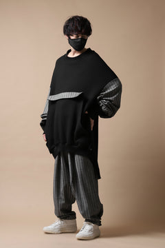 画像をギャラリービューアに読み込む, SOSNOVSKA exclusive ABSTRACT COMBINATION SWEAT SHIRT (BLACK x GREY STRIPE)