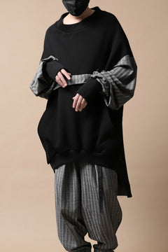 画像をギャラリービューアに読み込む, SOSNOVSKA exclusive ABSTRACT COMBINATION SWEAT SHIRT (BLACK x GREY STRIPE)