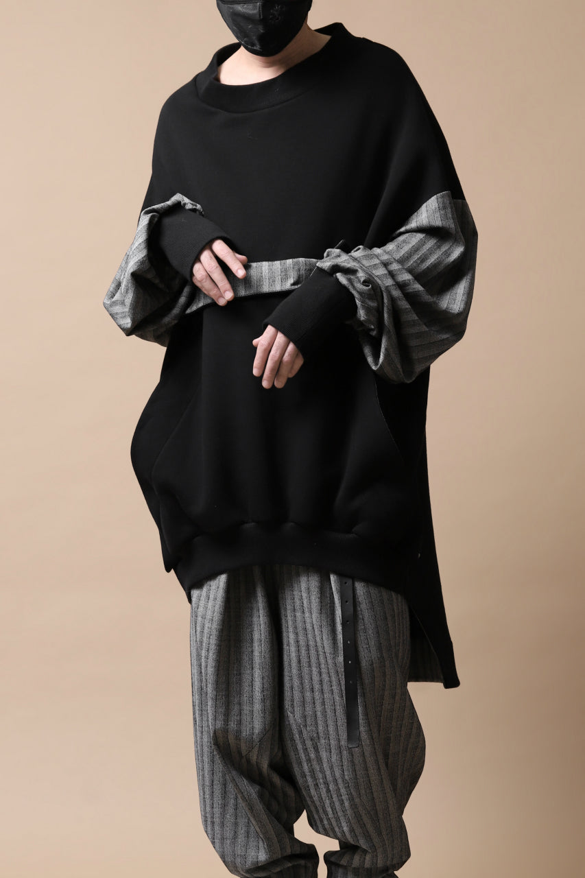 画像をギャラリービューアに読み込む, SOSNOVSKA exclusive ABSTRACT COMBINATION SWEAT SHIRT (BLACK x GREY STRIPE)