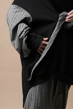 画像をギャラリービューアに読み込む, SOSNOVSKA exclusive ABSTRACT COMBINATION SWEAT SHIRT (BLACK x GREY STRIPE)